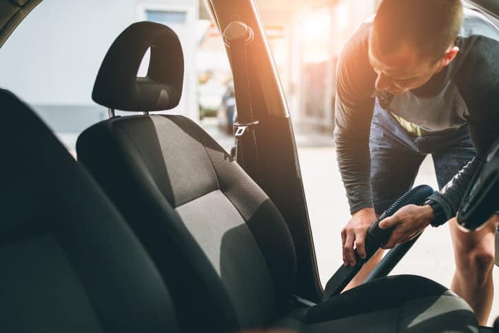 Vaccuming the car interior