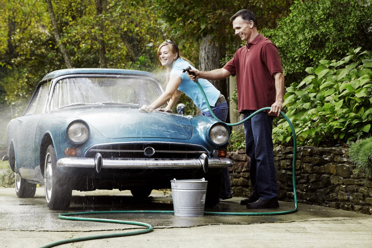 cleaning a classic car