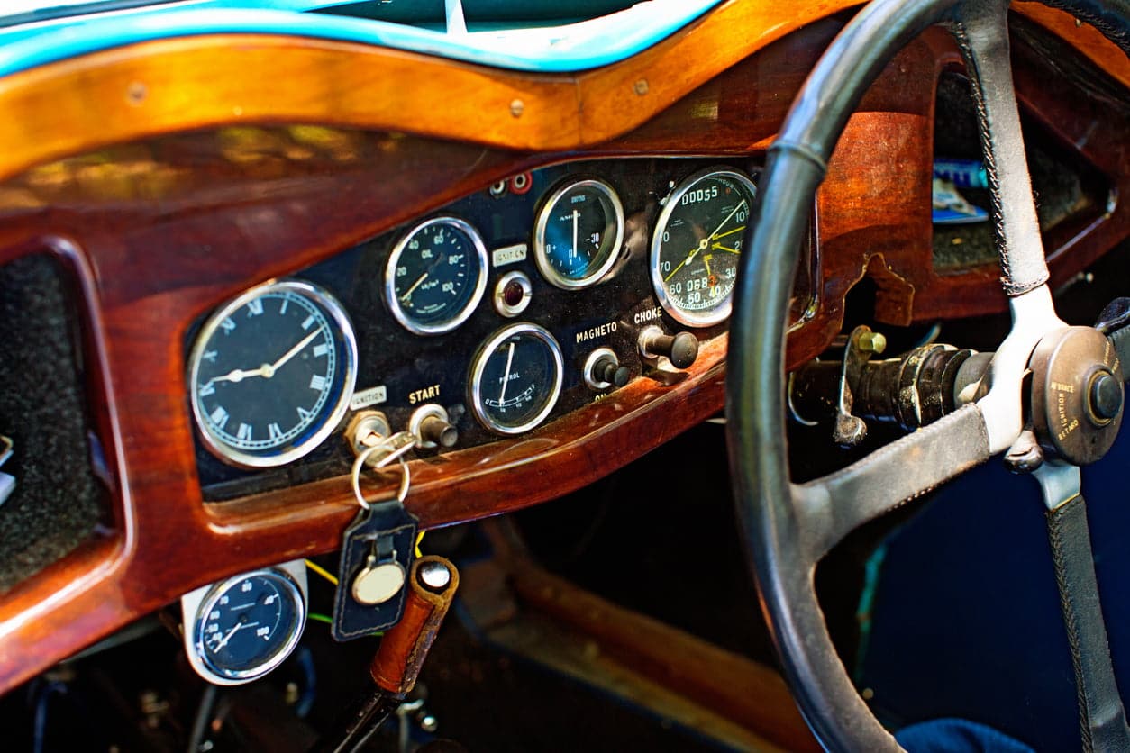 interior of vintage sports car