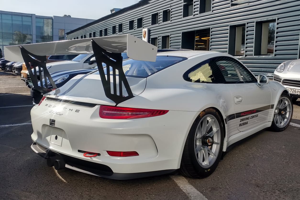 White Porsche Big Spoiler